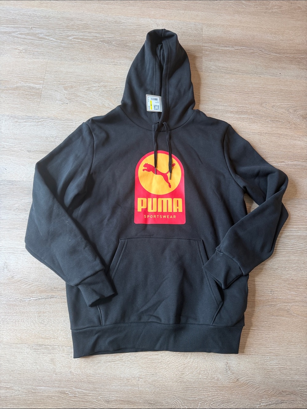 Puma Black Hoodie with Red and Yellow Puma Crest NWT size Medium